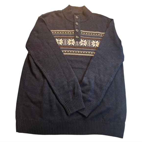 Method Navy Nordic Button-Up Sweater - Picture 6 of 10